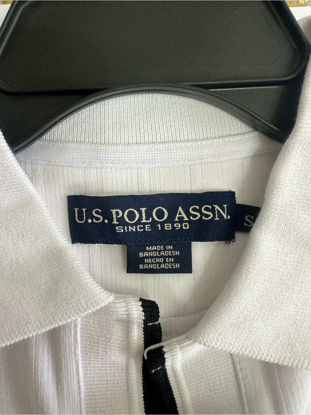 U.S. Polo Assn. White Polo with Black Zip Trim